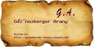 Günszberger Arany névjegykártya